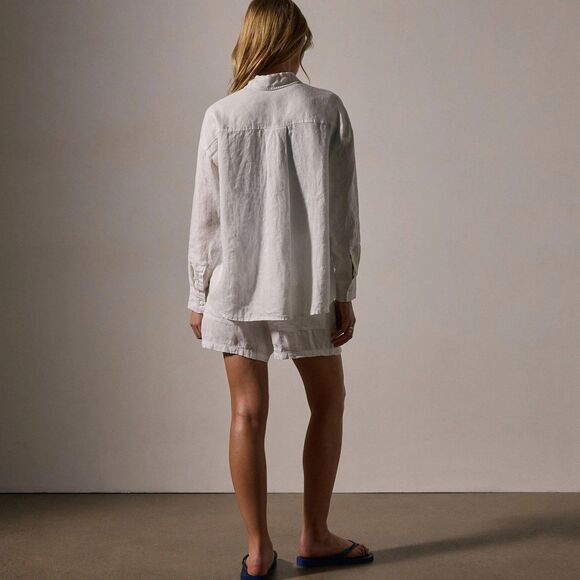 James Perse 100% Linen Oversized Shirt Womens Size 2 M Button Up White Beachy - Picture 2 of 10